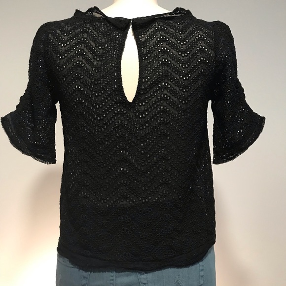 JOIE 100% silk Black Fanny Eyelet Blouse ▪️sz XS - Picture 4 of 8